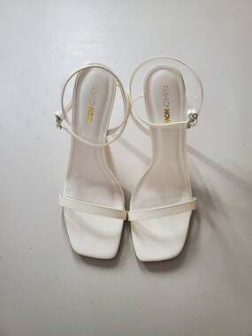 Fashion Nova White Ankle Strap Sandals, Size 9